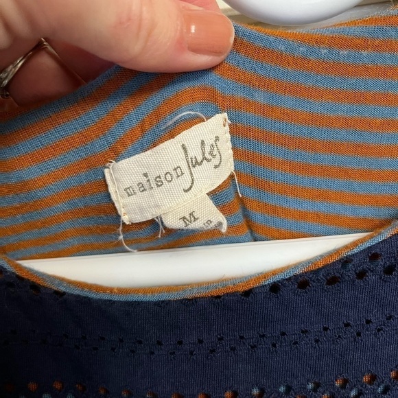 Maison Jules Navy Eyelet Sleeveless Dress Medium - Picture 8 of 13